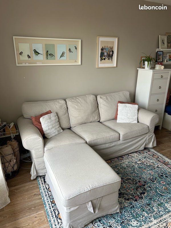 EKTORP Canapé 3 places kilanda beige clair + repose pieds (image 3)
