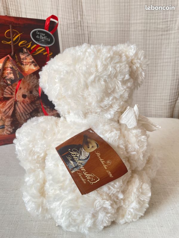 Ours peluche Bukowski ivoire noeud 35 cm neuf Jeux Jouets