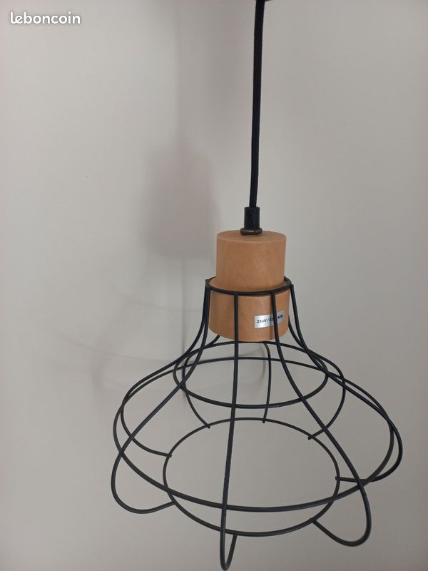 1 Suspension métal noir et bois contemporain s (image 1)