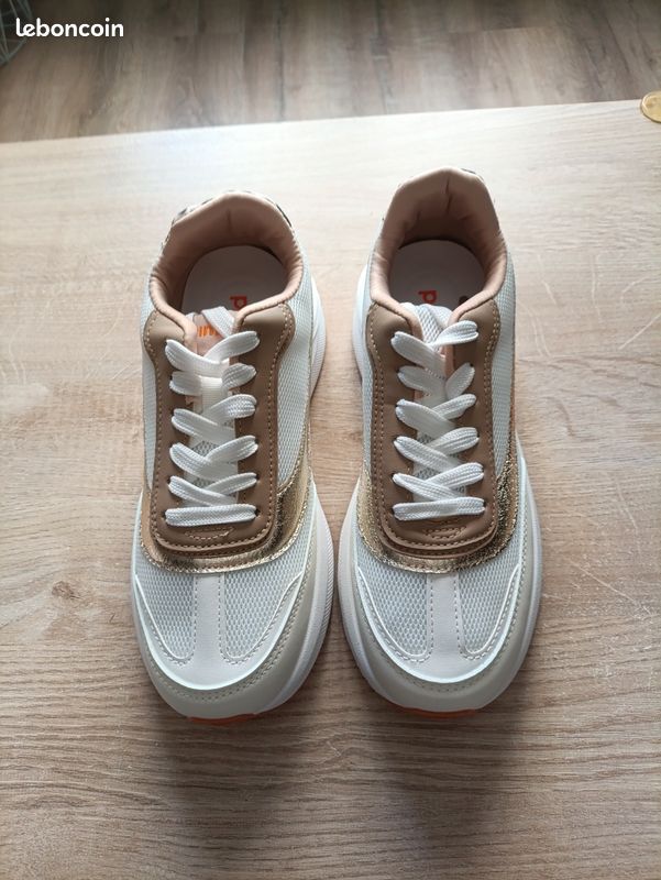 Baskets PIMKIE Los Angeles 1971 Montantes Beige - Taille 40 - Neufes Avec Boîte - Tissu & Caoutchouc