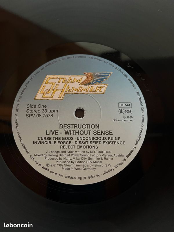 Vinyle Destruction « Live without sence » (image 6)