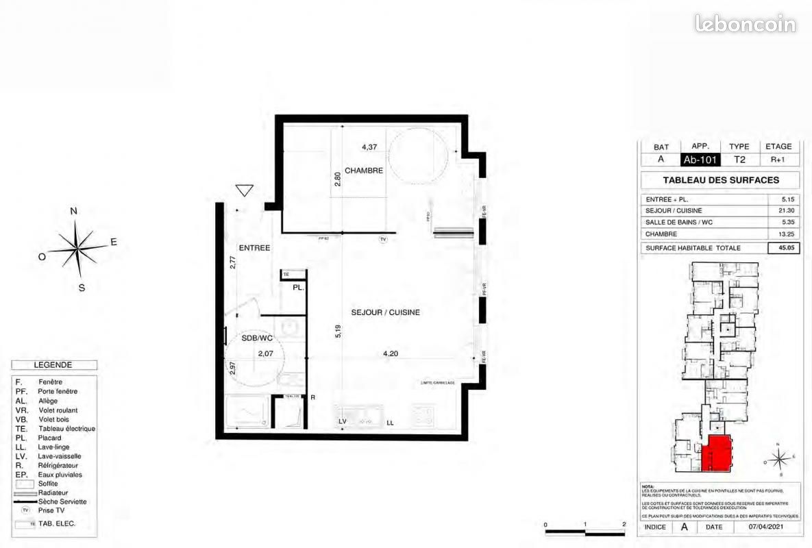 Appartement a louer villiers-sur-marne - 2 pièce(s) - 45 m2 - Surfyn