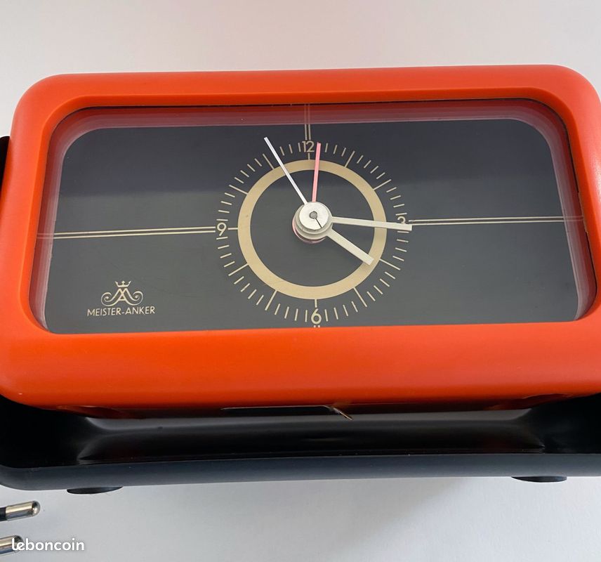 Horloge Murale Krups Vintage Noir Space Age Avec Pendule - Fin 20e Siècle