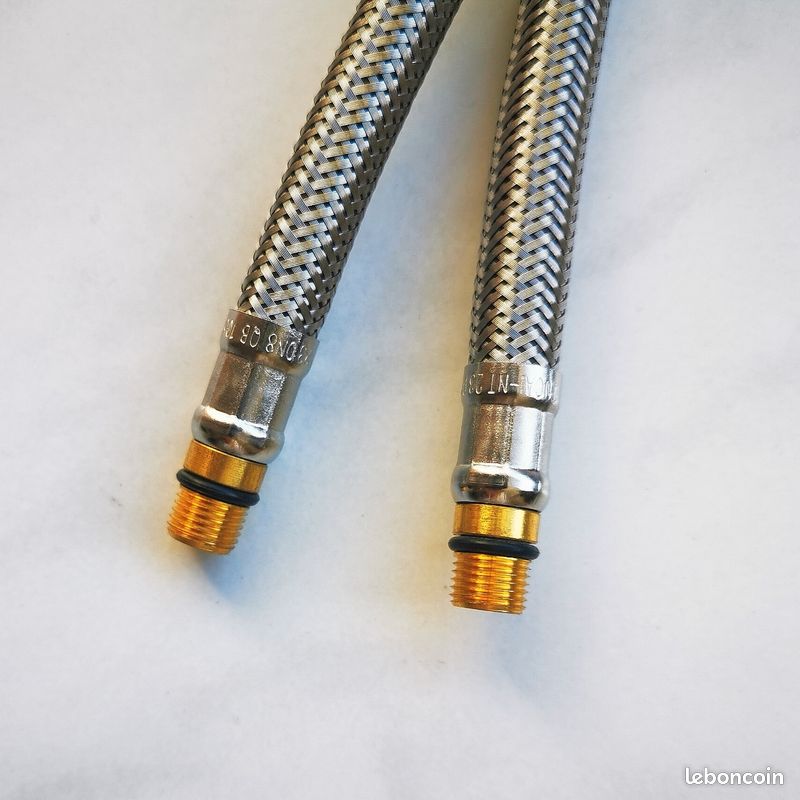 2 raccords robinet flexibles NEUFS inox DIN8, 35 cm F12x17 M10x100 (image 2)