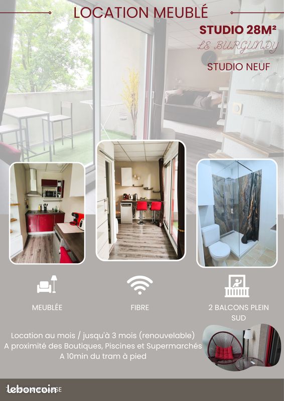 Appartement 1 pièce(s) 28 m²à louer Annemasse