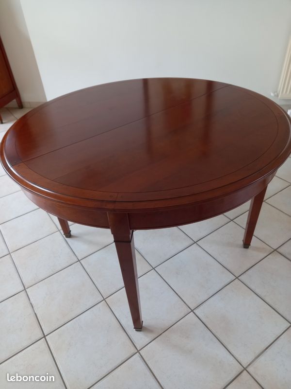 Table Grange en merisier diam. 118 avec rallonges (image 1)