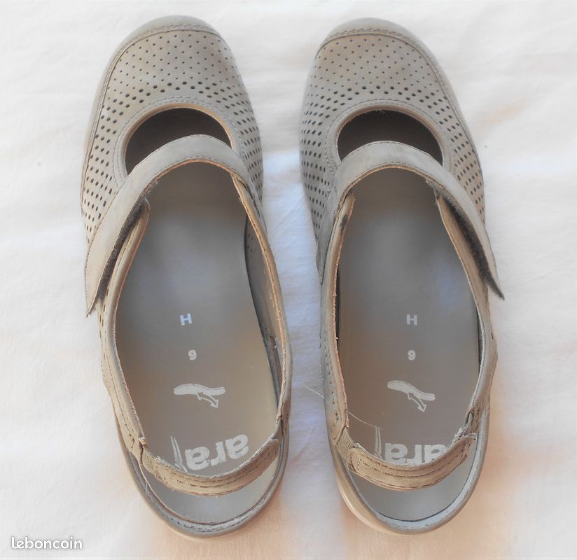 Chaussures ARA p 39 cuir kaki clair pratiquement neuves , ENVOI OFFERT (image 2)