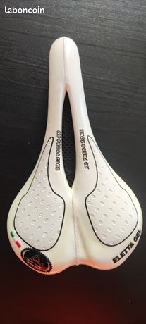 Selle Montegrappa SM Eletta Gel – Cuir Synthétique Blanc, 275x135mm, Pour Route VTT, Faite En Italie