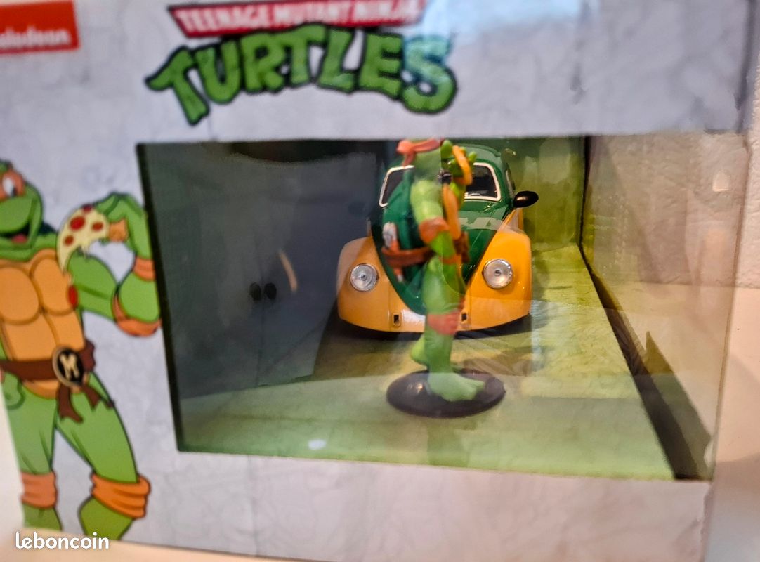 Collection Voiture Tortues Ninja VOL Beetle 1959 Avec Michelangelo - 1/24 Métal - Collection Voiture Miniature Jada Toys
