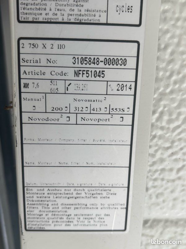 Moteur et porte de garage modèle ISO 45 - NOVOFERM (image 6)