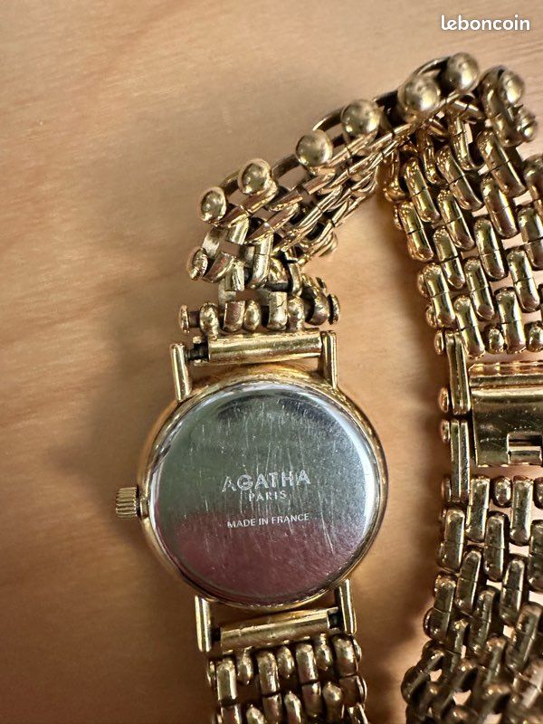 Montre Bracelet Vintage Agatha Paris - Dorée - Made In France - Style Old Money - Occasion