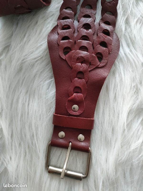 Ceinture cuir bordeaux Zara Accessoires Bagagerie