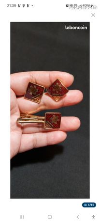 Boutons De Manchette Vintage Homme Helbros - Style Clip - Argenté - Avec étui - Occasion
