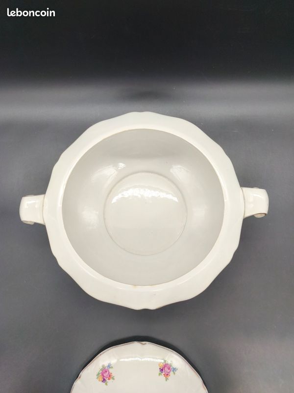 Lot de 6 assiettes plates faïence ancienne Porcelor Babel Céranord