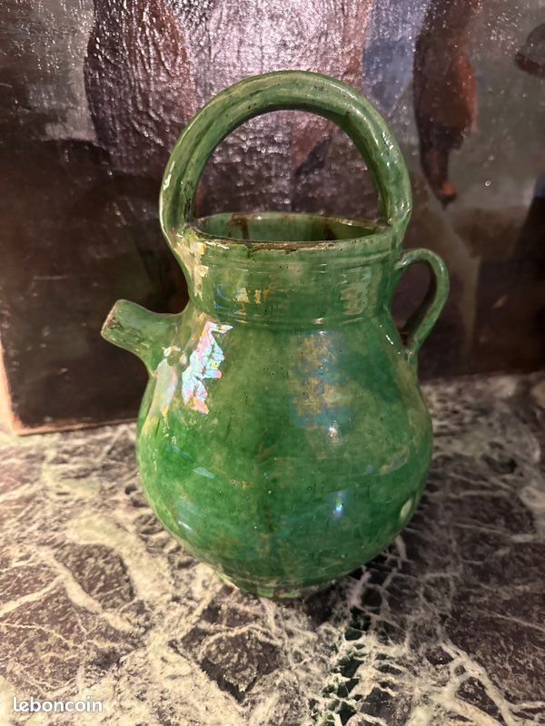 Broc émaillé Avec Bassine De Toilette – Vert D'eau – Petit Modèle – France