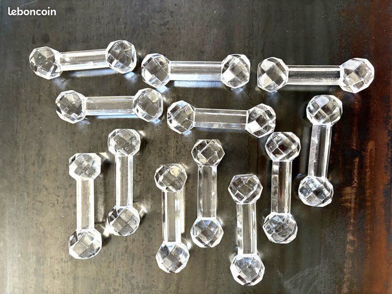 12 porte-couteaux cristal ancien en écrin