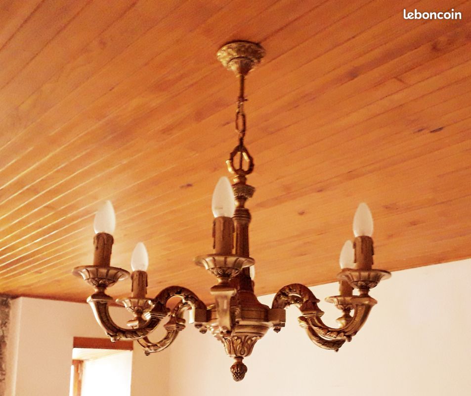 Splendide lustre en bronze 6 feux - 10 Kg - pièce de caractère et de prestige (image 4)