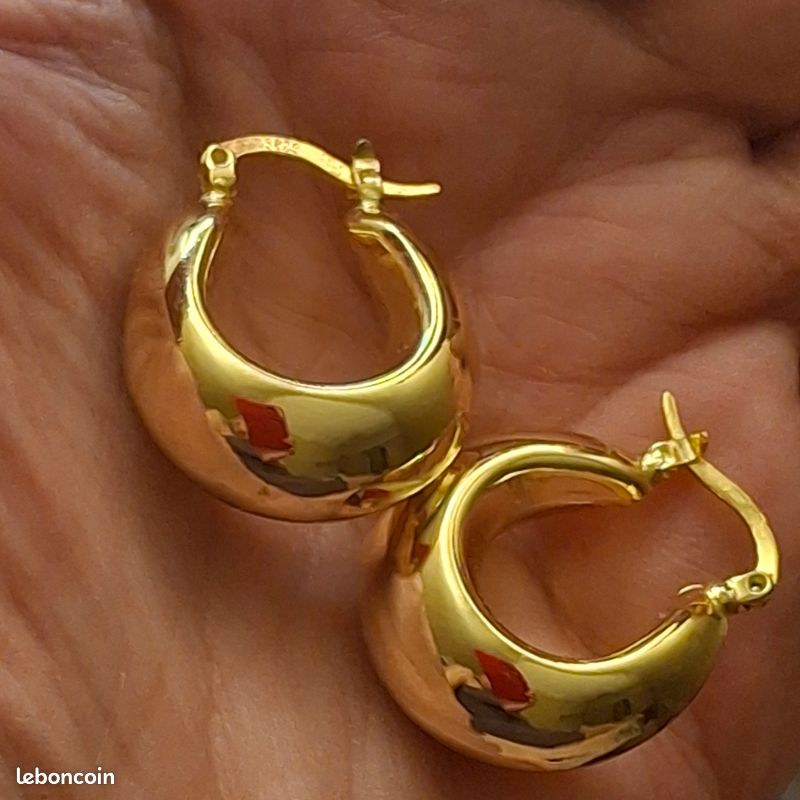 Plaquées Or en Acier Inoxydable, Boucles d’Oreilles Créoles Neuves (image 5)
