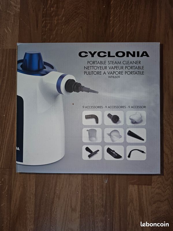 Nettoyeur Vapeur 9-en-1 1000W, Blanc, Avec Accessoires, Chauffe En 2 Minutes