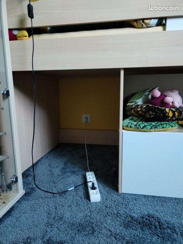 Lit superposé simple avec espace de rangement et bureau coulissant (image 5)