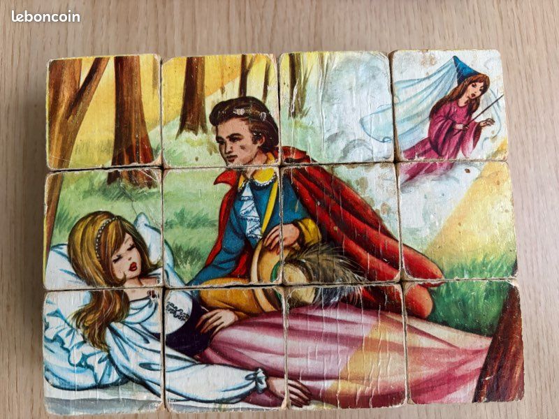ANCIEN JEU DE cubes - puzzle en bois des années 1950 EUR 42,00 - FR