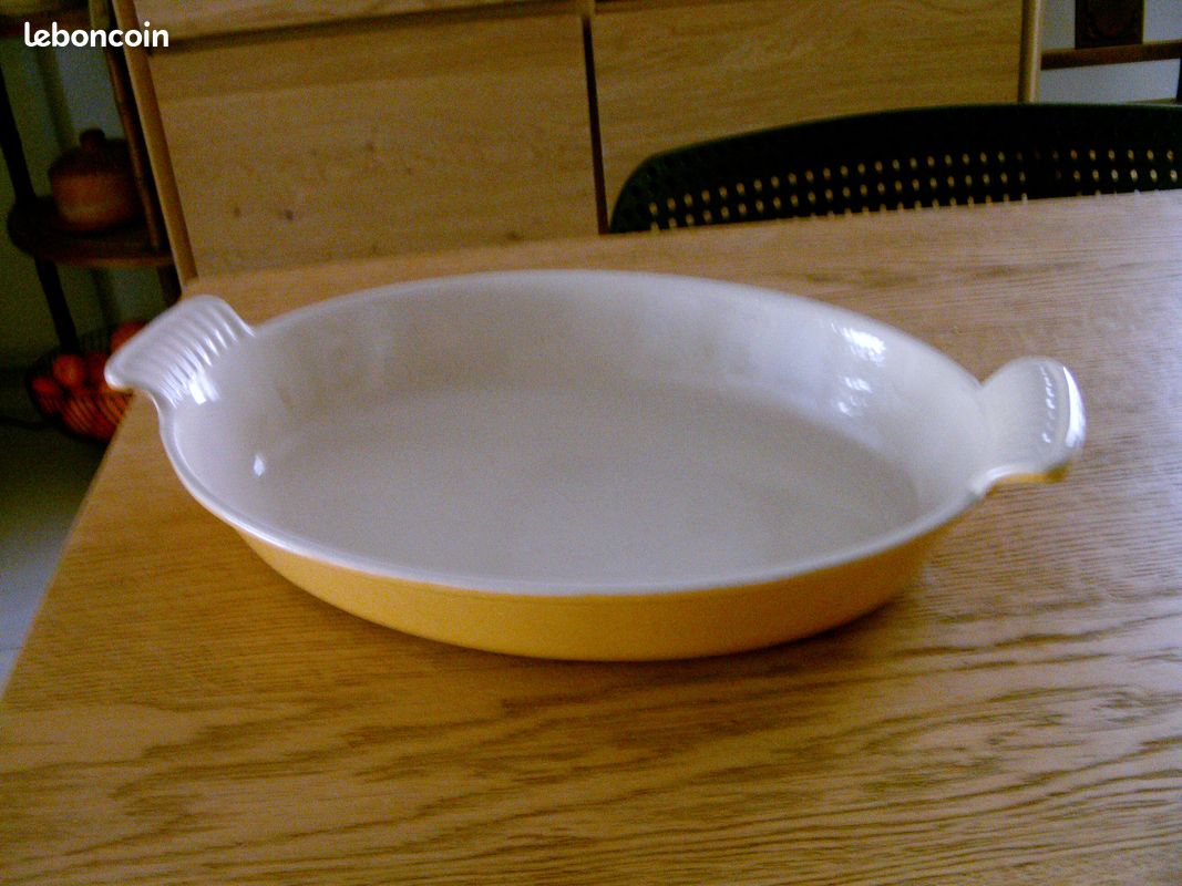 Plat à Gratin Ovale Le Creuset N°32 - Fonte émaillée Beige Vintage