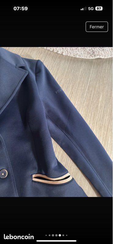 Veste blazer femme en laine stretch Super 100 bleu marine