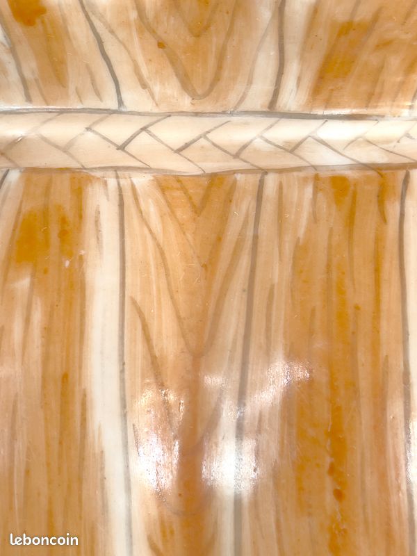 Grand double vase joint en porcelaine chinoise en style faux-bois circa 1910 (image 13)