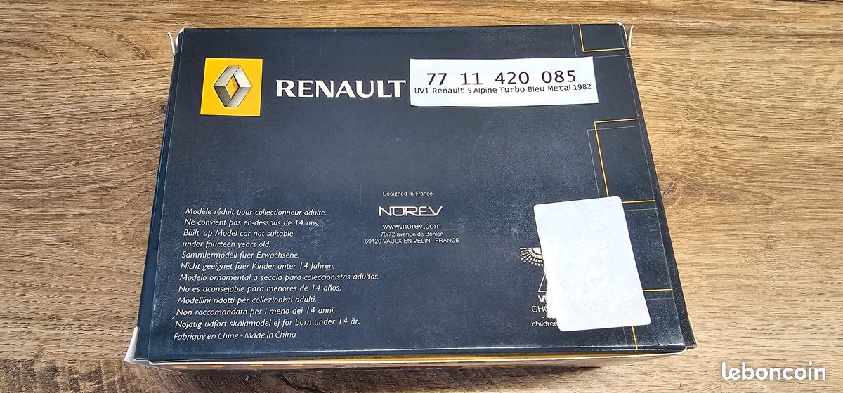 DV6832 NOREV 1/43 RENAULT R5 ALPINE TURBO BLEU METAL 1982 7711420085