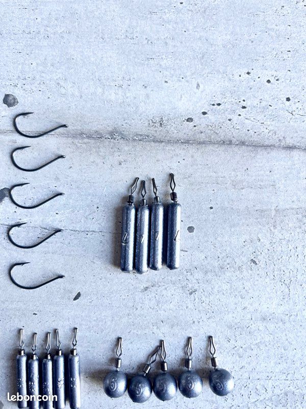 Lot de 15 plombs drop shot + 5 hameçons simple pêche leurre (image 4)