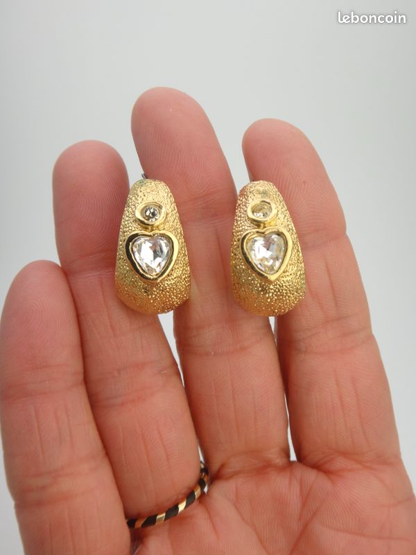 Boucles D'oreilles LERITZ à Clips En Verre Doré - Occasion Bon état