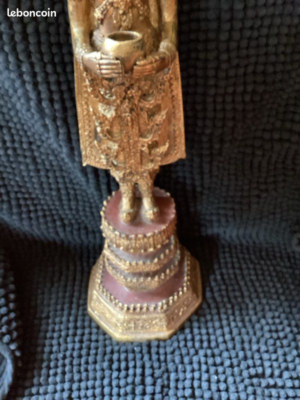 Grande statue de bouddha Thaïlandaise Bronze doré XXème 50 cm (image 7)