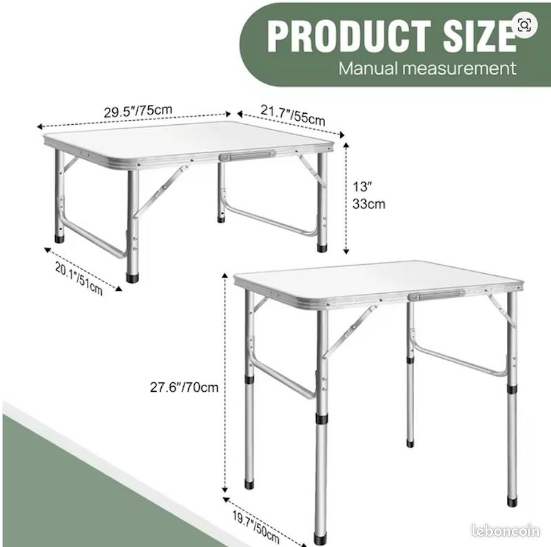 Table de Camping Pliable (75x55cm) - Neuf – Livraison gratuite ⭐⭐⭐ (image 1)