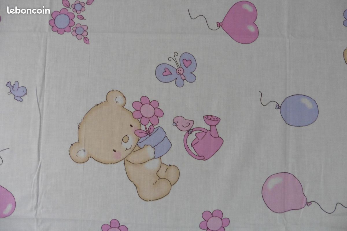 Drap housse blanc a ourson ballon multicolore. Pati'chou. 70 x 140 cm (image 3)