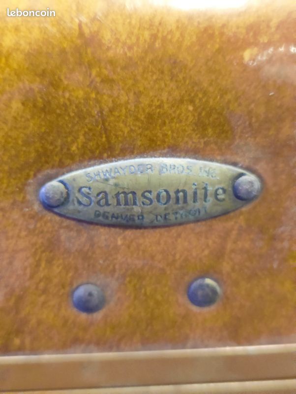 Valise Vintage Samsonite Shwayder Bros - Cuir Marron Rigide Années 1950 - Avec Clé - BELLE