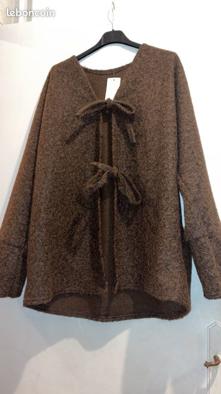 Gilet cardigan marron oversize taille unique (image 2)