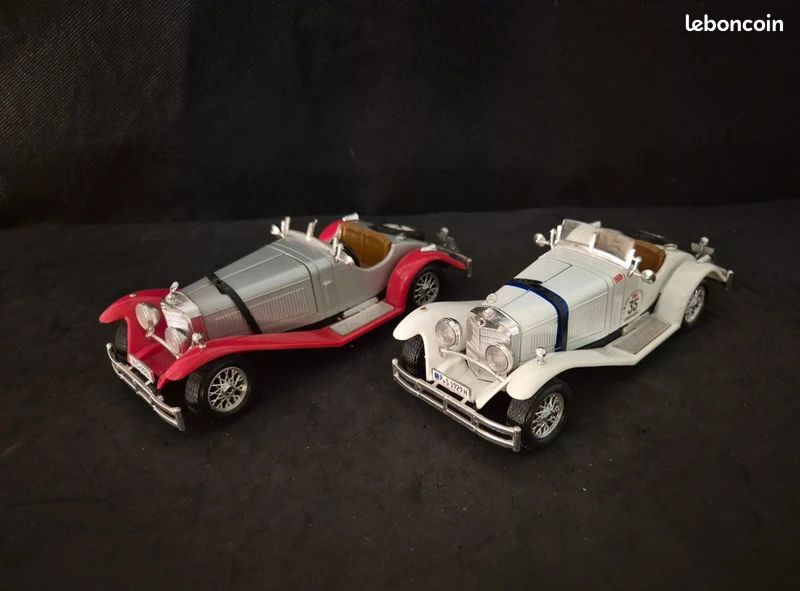 Miniature Mercedes-Benz SSK Cabriolet Bicolore 1/24 - Marque Burago, Couleur Gris/bleu - Occasion Sans Boîte