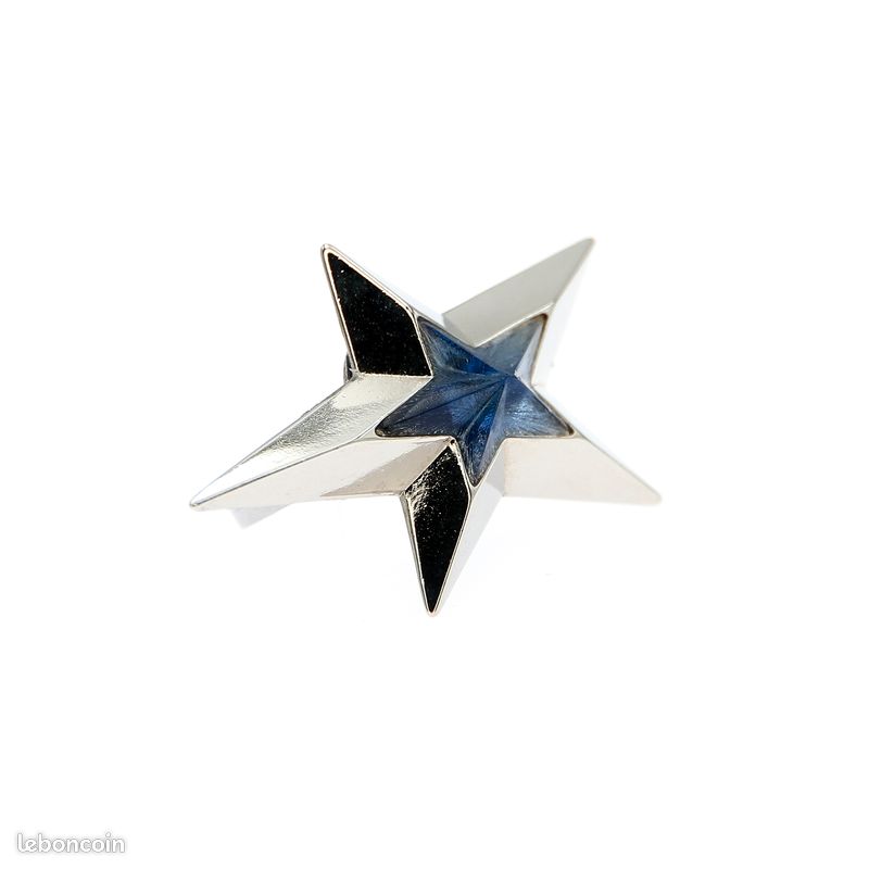 Bague Étoile Design Mugler - Sertie De Strass Blancs - Taille 54 - Métal Argenté - Occasion (Bon État)