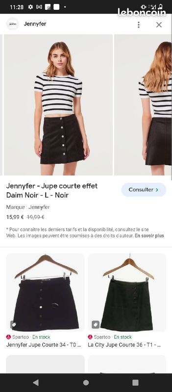 Jupe en daim noir Jennifer (image 1)