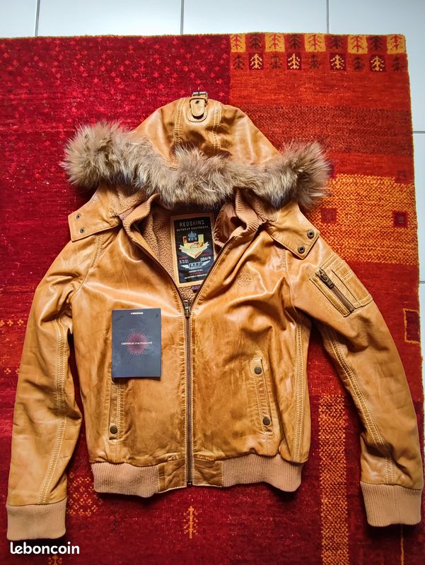 Blouson Aviateur Redskins En Cuir Mouton Retourné - Taille XXL, Noir - Occasion Très Bon état