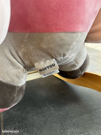 Nattou Animal à bascule éléphant Adèle 10-36 mois 60 x 39 x 50 cm Rose/gris