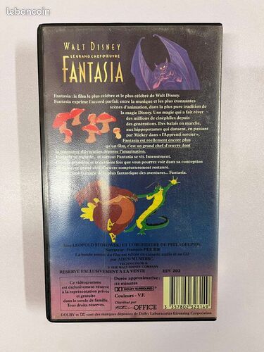 [VHS] Fantasia - Walt Disney le Grand chef-d'oeuvre VHS Cassette vidéo - Bon état (image 2)