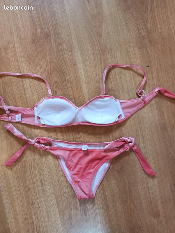 Maíllot de bain velours rose corail taille s (image 2)