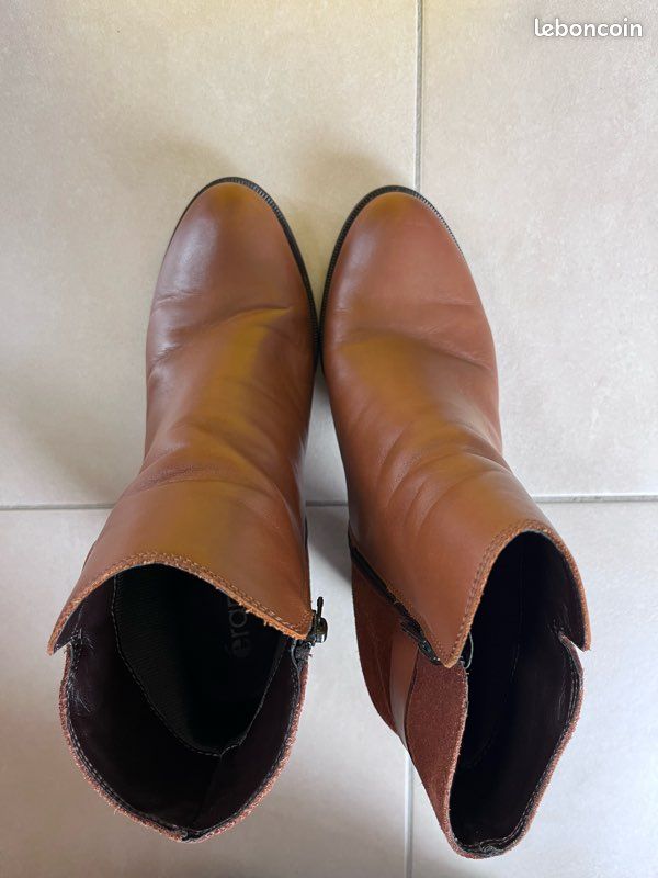 Bottines camel en cuir avec anneaux doré Eram taille 41 (image 6)