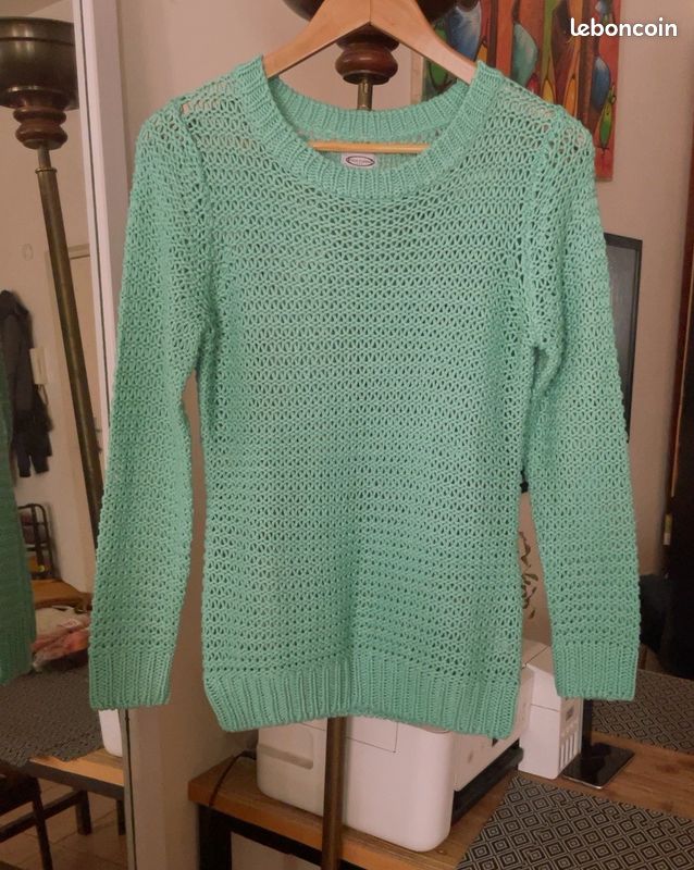 Pull léger ajouré vert menthe Cecilia Classic (image 7)