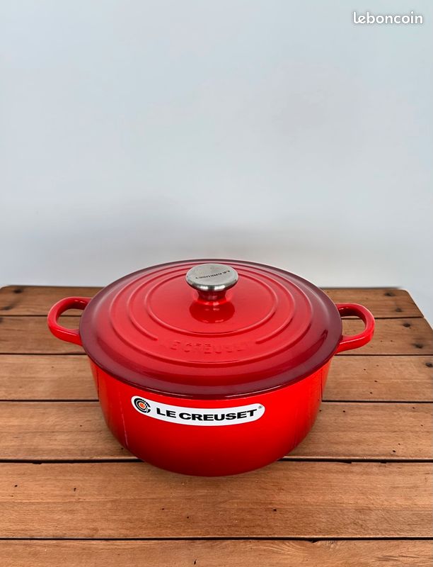 ANCIEN CREUSET COCOTTE en fonte émaillée rouge -30 cmx 22 cm -tbe EUR