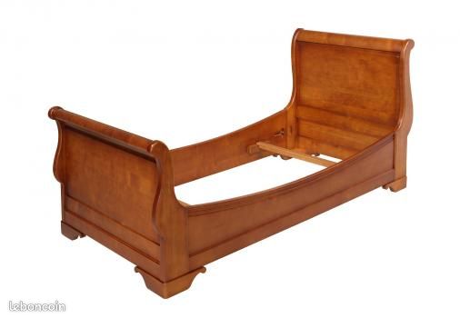 Lit et petite table de chevet GRANGE style Louis Philippe merisier (image 2)