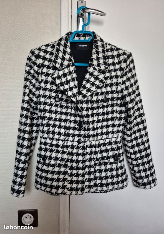 Veste Femme Neuve Avec étiquettes - Noir Et Blanc Motif Pied-de-poule Taille M