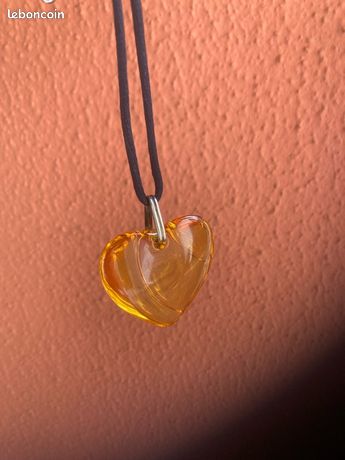 Collier Baccarat A La Folie Or 18K Et Cristal Bleu - Pendentif Cœur Occasion, Thème Amour