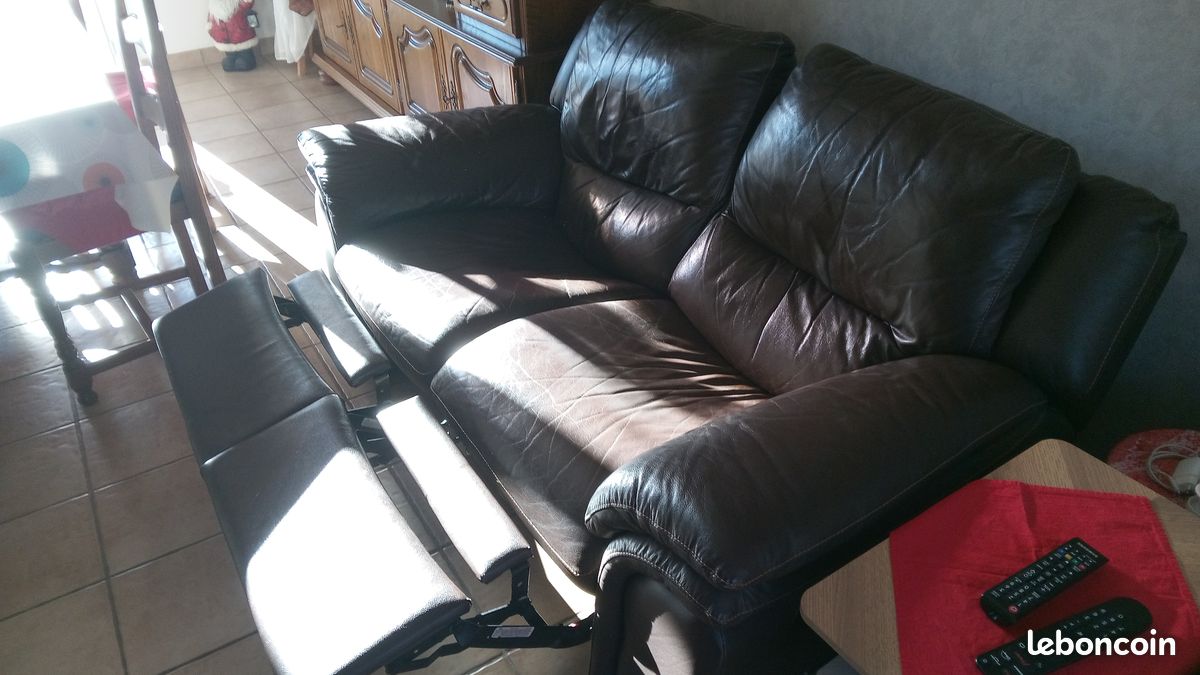 Vend 2 canapé relax cuir (image 3)